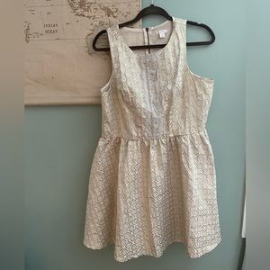 Cream and gold fit & flare mini dress